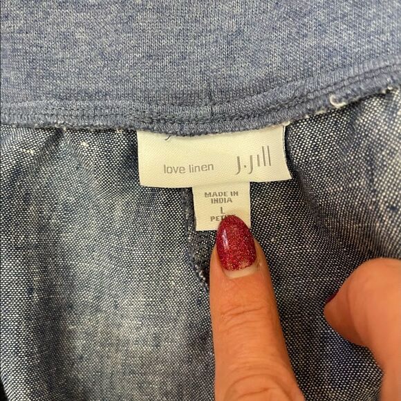 J. Jill Love Linen Cropped Pants Elastic Waist Size L - Picture 5 of 9